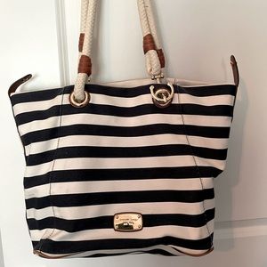 Navy and white striped MK shoulder bag